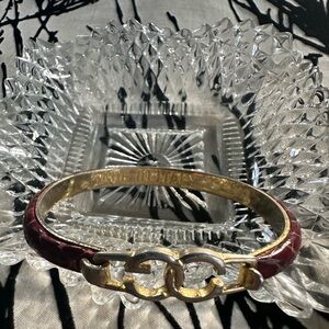 Vintage Casini & Gori burgundy snakeskin 24k gold plated bracelet